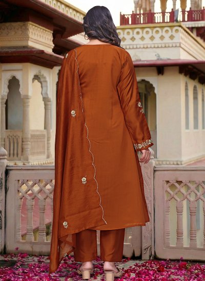 
                            Rust Embroidered Party Salwar Kameez