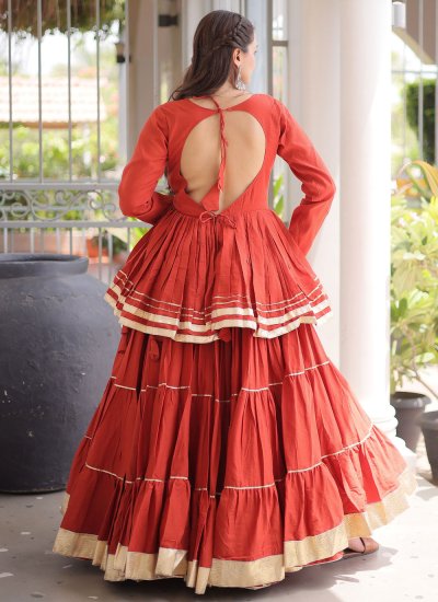 
                            Rust Gota Work Cotton Designer Lehenga Choli
