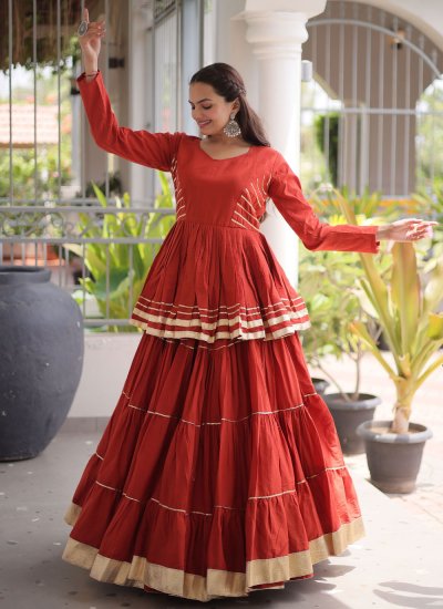 Rust Gota Work Cotton Designer Lehenga Choli