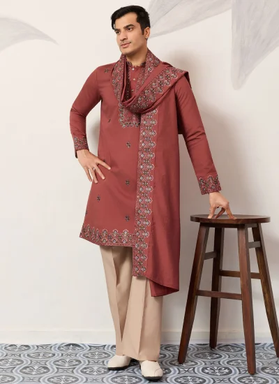 Rust Silk Kurta