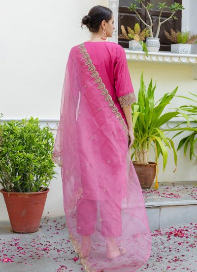 
                            Salwar Kameez Embroidered Silk Blend in Pink