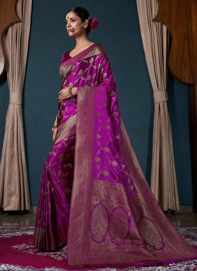 
                            Satin Silk Weaving Classic Saree in Purple Colour