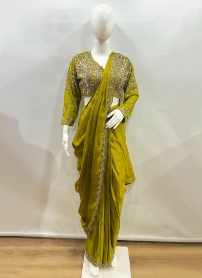 
                            Savory Fancy Fabric Green Contemporary Saree