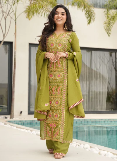 Scintillating Chinon Ceremonial Salwar Suit