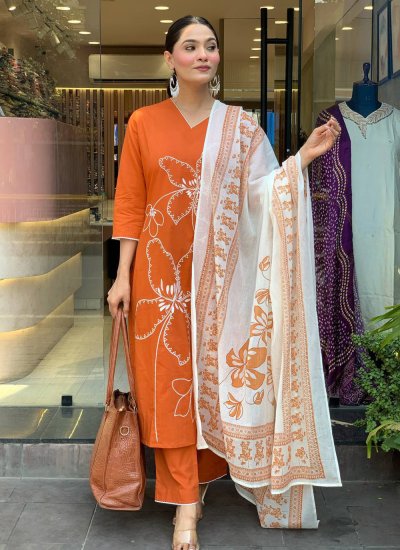 Scintillating Orange Viscose Salwar Kameez