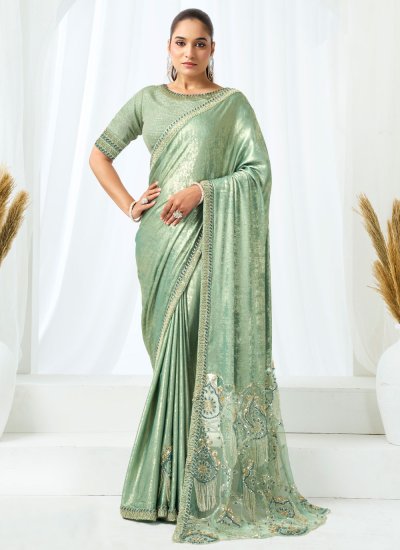 Sea Green Color Traditional Saree