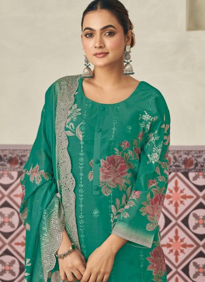 
                            Sea Green Digital Print Party Salwar Kameez