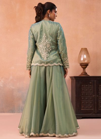 
                            Sea Green Embroidered Ceremonial Salwar Kameez