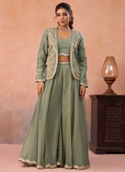 Sea Green Embroidered Ceremonial Salwar Kameez