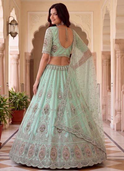 
                            Sea Green Embroidered Wedding Lehenga Choli