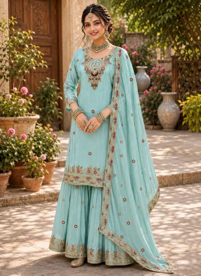 Sea Green Party Palazzo Salwar Kameez