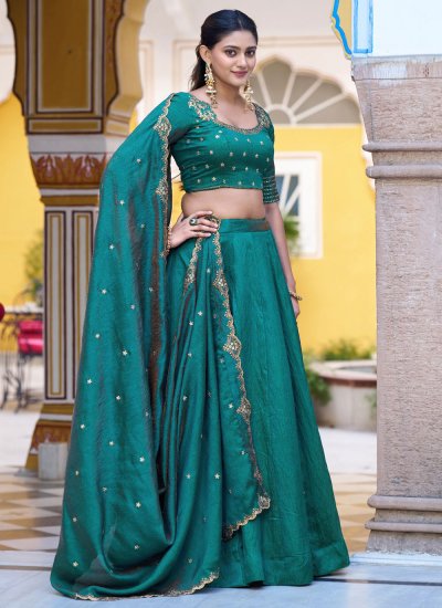 
                            Sea Green Silk Designer Lehenga Choli