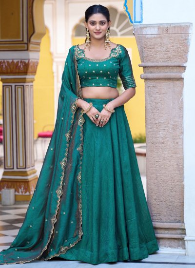 Sea Green Silk Designer Lehenga Choli