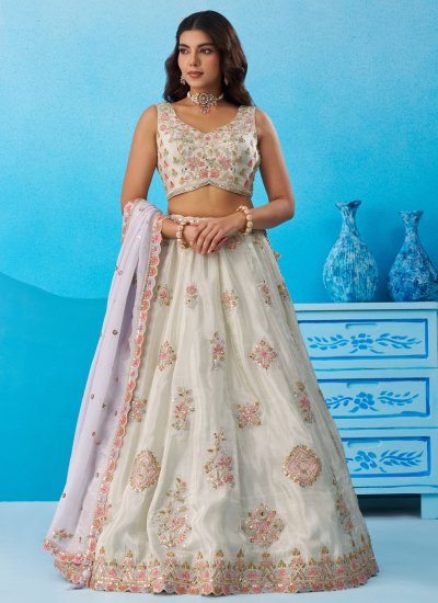 Sea Green Tissue Designer Lehenga Choli
