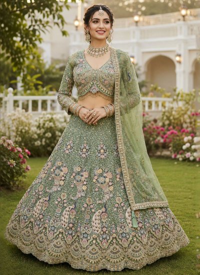 Sensational Embroidered Green Designer Lehenga Choli