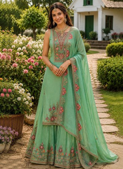 Sensational Sea Green Embroidered Salwar Kameez