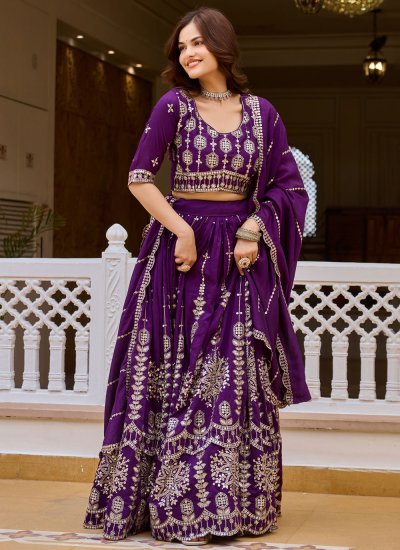 Sensational Vichitra Silk Sequins Lehenga Choli
