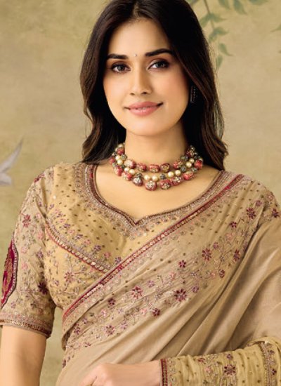 
                            Silk Beige Contemporary Saree