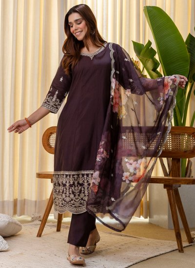 Silk Blend Brown Pant Style Suit