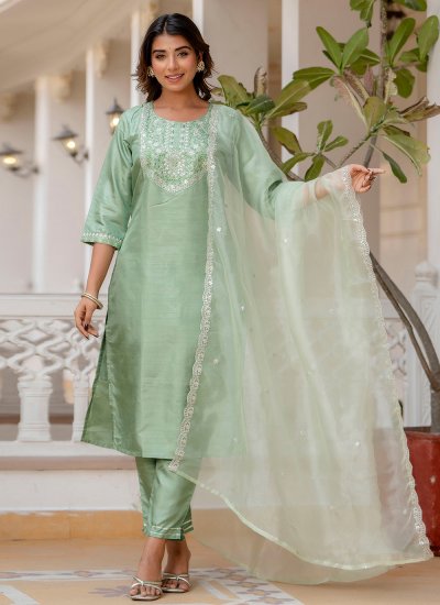 Silk Blend Green Salwar Suit
