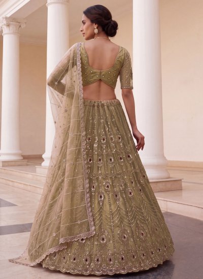 
                            Silk Cream Beads Trendy Lehenga Choli
