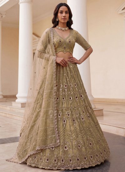 Silk Cream Beads Trendy Lehenga Choli