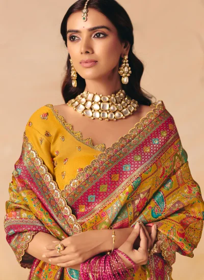 
                            Silk Cutwork Contemporary Saree in Yellow