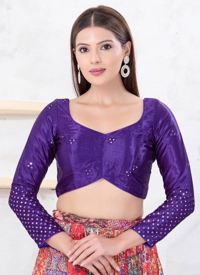 Silk Designer Blouse in Purple