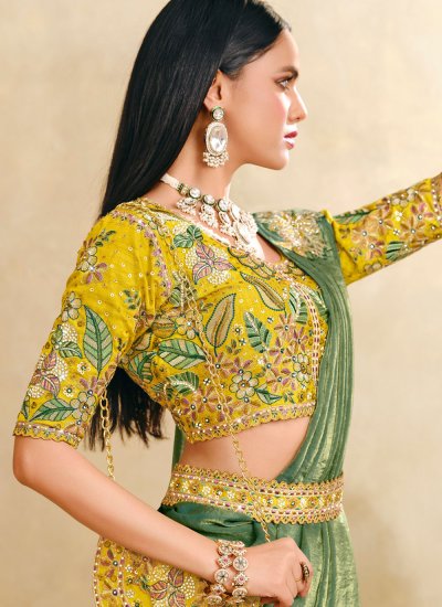 
                            Silk Embroidered Classic Saree in Green Colour
