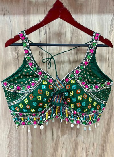 Silk Embroidered Green Designer Blouse