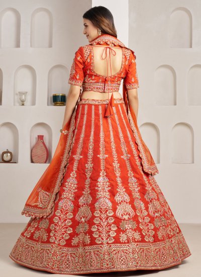 
                            Silk Embroidered Lehenga Choli in Orange Colour