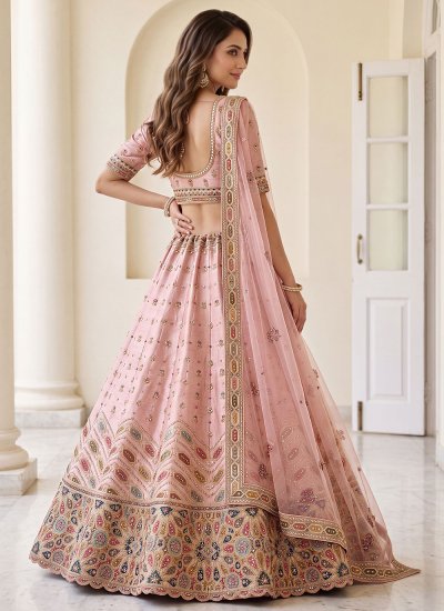 
                            Silk Embroidered Pink Designer Lehenga Choli