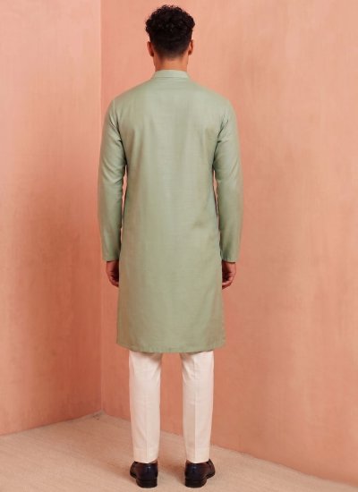 
                            Silk Embroidered Sea Green Kurta Pyjama