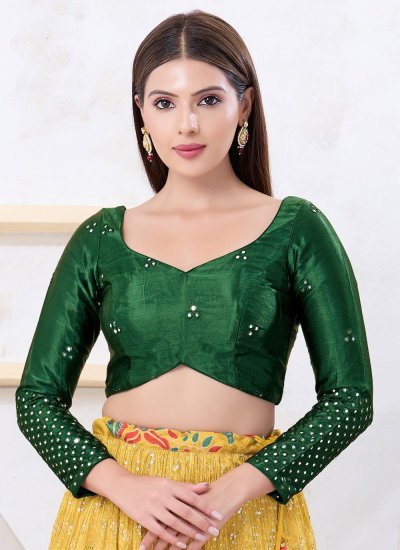Silk Green Embroidered Blouse