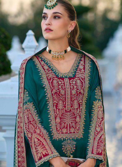 
                            Silk Green Trendy Salwar Kameez