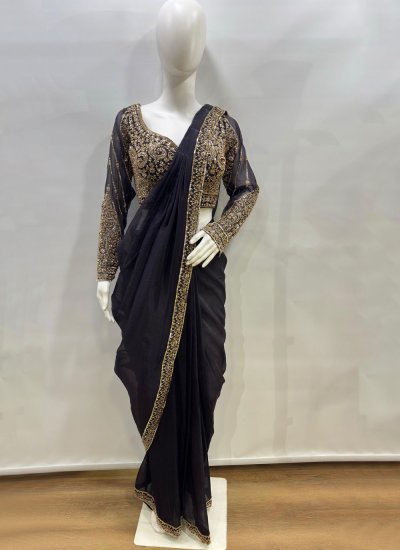 
                            Silk Navy Blue Contemporary Saree
