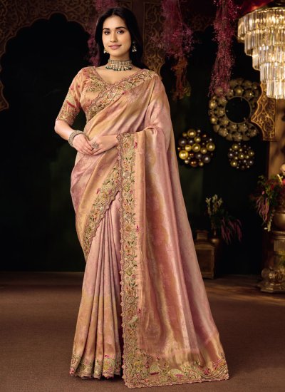Silk Pink Trendy Saree