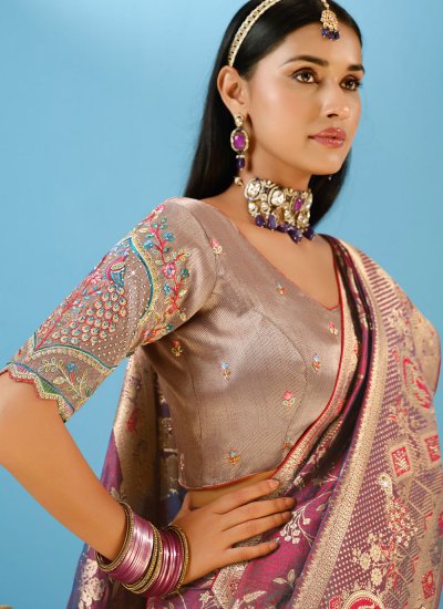 
                            Silk Purple Traditional Saree