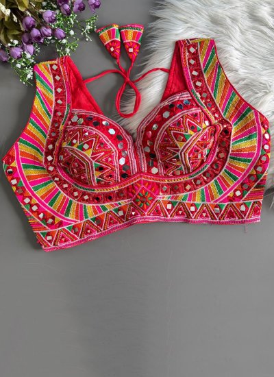
                            Silk Red Thread Work Designer Blouse