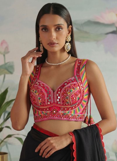 Silk Red Thread Work Designer Blouse
