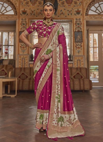 Silk Weaving Pink Classic Saree