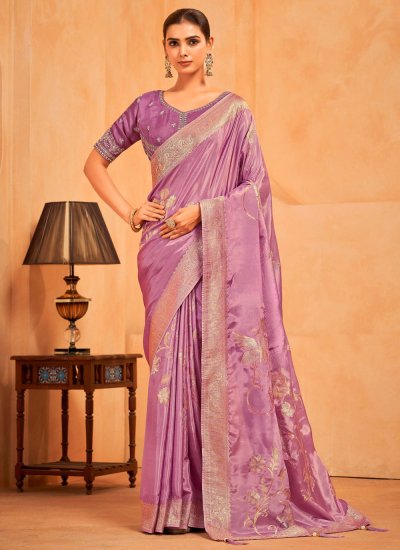 Silk Weaving Purple Contemporary Saree