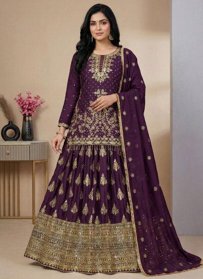 Silk Wine Designer Lehenga Choli