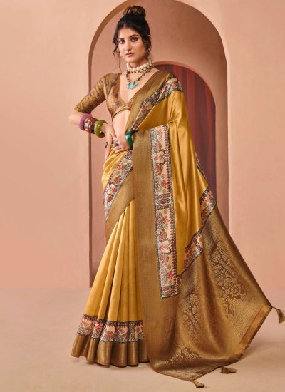 Silk Woven Mustard Trendy Saree