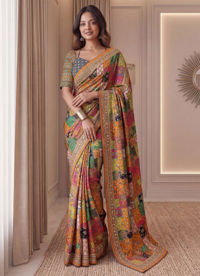 Simplistic Chinon Digital Print Saree
