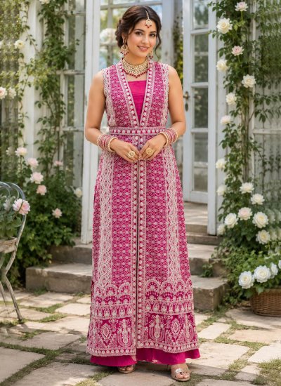 Simplistic Embroidered Pink Gown 