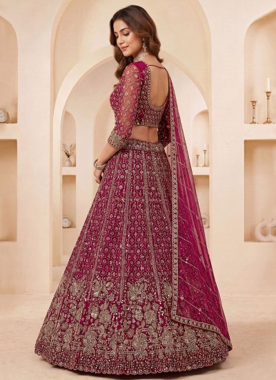
                            Snazzy Net Rani Embroidered Designer Lehenga Choli