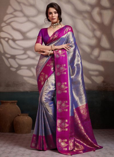 Sophisticated Weaving Kanjivaram Silk Lavender Classic Saree