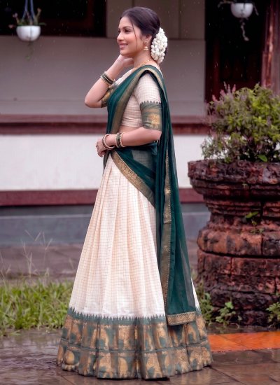 
                            Sorcerous Poly Cotton Cream Weaving Designer Lehenga Choli