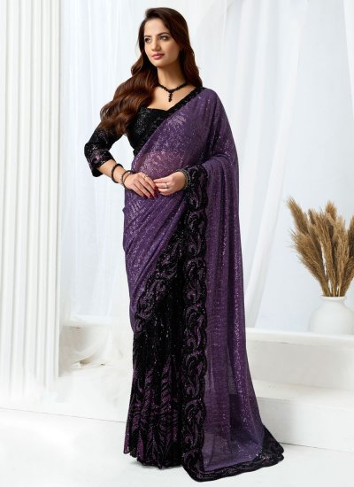 Sparkling Purple Contemporary Saree
